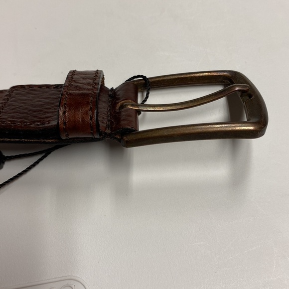 NWT. Zara Man Brown Topstitched Leather Belt. Size 34. - Picture 8 of 14